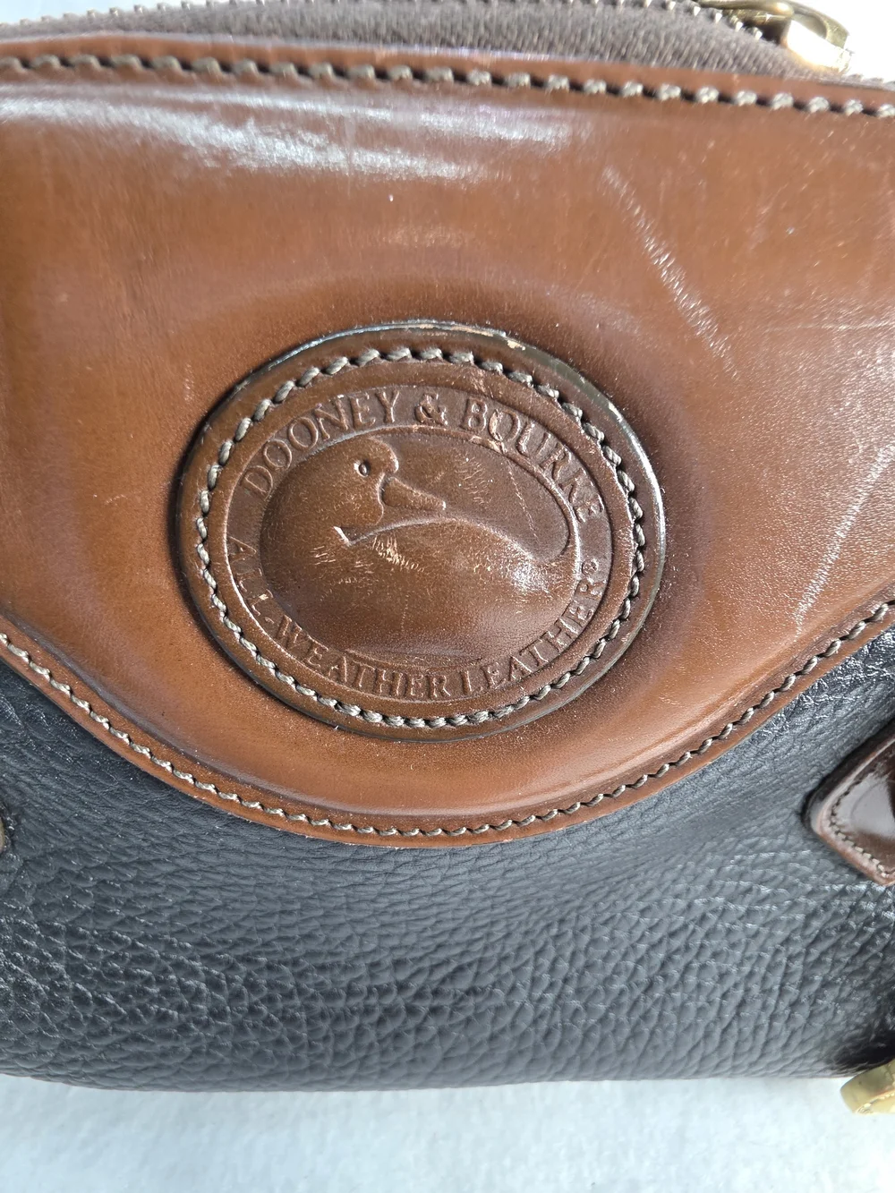 Vintage Dooney & Bourke All Weather Leather Satchel Black Pebbled Leather